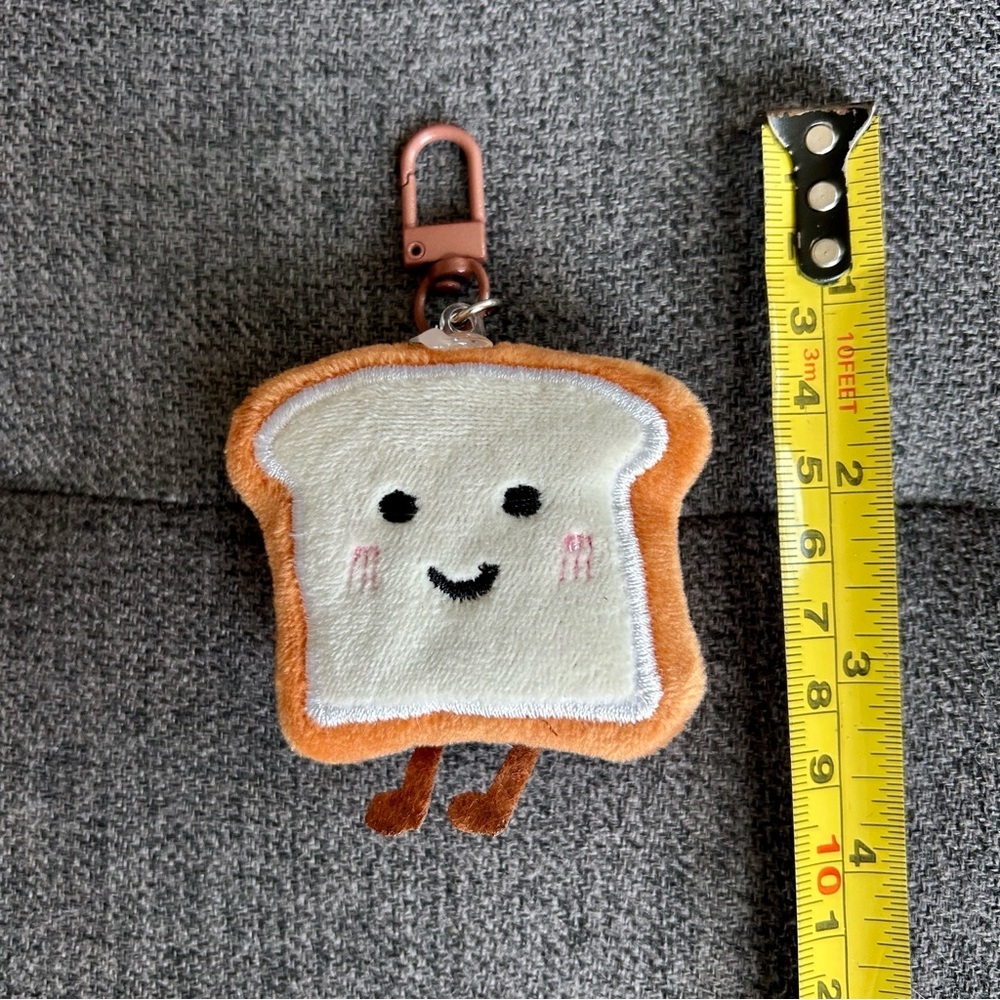 Handmade Cute Toast Plush Purse or Backpack Charm, Tan, Cream - Picture 6 of 10